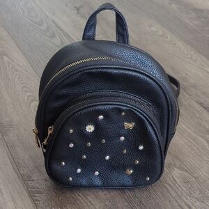 Under One Sky Black Backpack with Gold Accents Butterfly/Sunflower NWOT